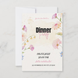 Invitación de Fiesta de la cena de Pastel Floral