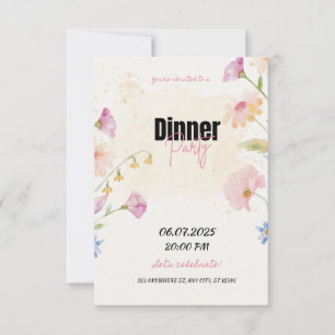 Invitación de Fiesta de la cena de Pastel Floral
