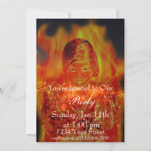 Invitación de fiesta de la chica de la llama compl