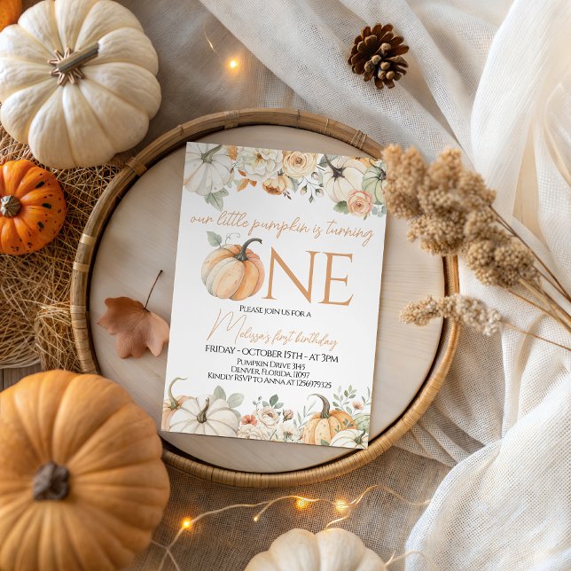 Invitación de Fiesta de la niña de otoño con flore (Subido por el creador)