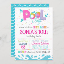 Invitación de fiesta de la piscina de cumpleaños R
