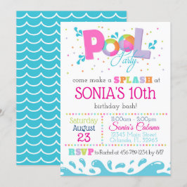 Invitación de fiesta de la piscina de cumpleaños R