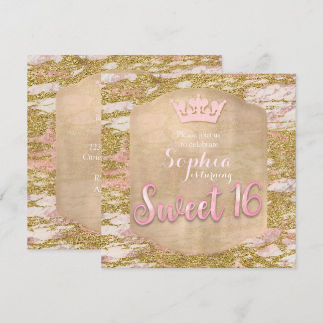 Invitación de fiesta de la Princesa de Oro Rosa Ro (Anverso / Reverso)