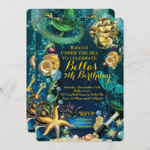 Invitación de Fiesta de la sirena de Sea Pirate