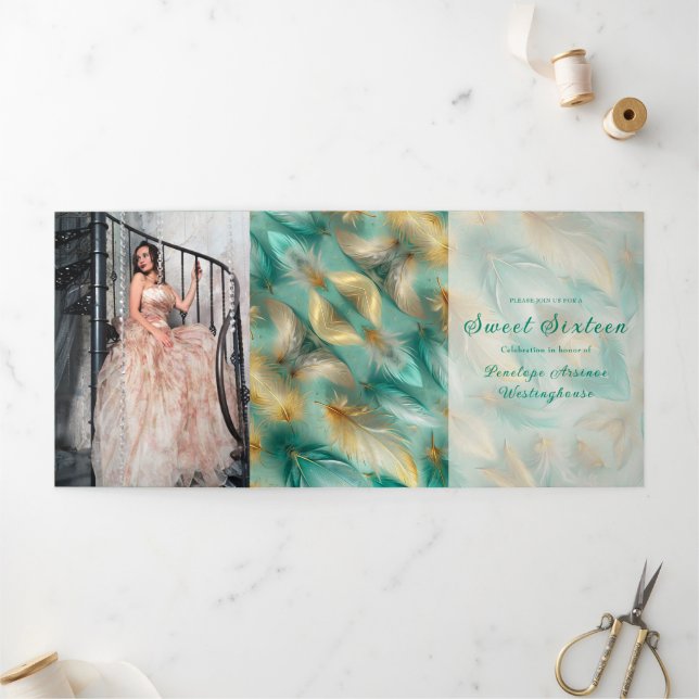 Invitación de fiesta de las plumas de oro de la mo (Exterior)