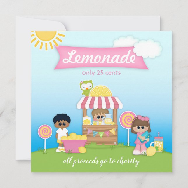 Invitación de fiesta de Lemonade Stand Lollipop (Anverso)
