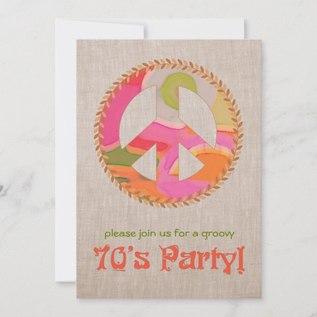 Invitación de fiesta de los años 70 (Anverso)