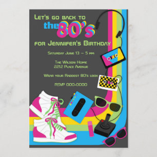 Invitación de fiesta de los años 80