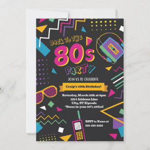 Invitación de fiesta de los años 80