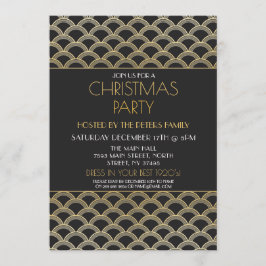 Invitación de fiesta de los Navidades Art Decó de 