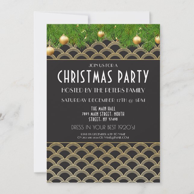 Invitación de fiesta de los Navidades Art Decó de  (Anverso)