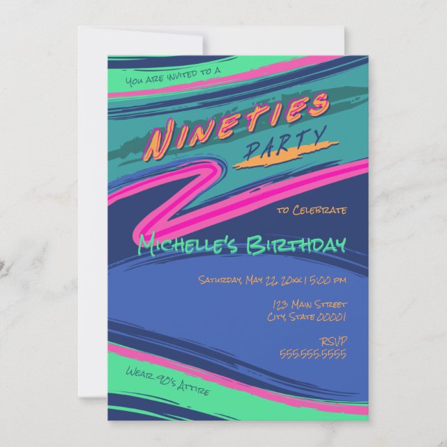 Invitación de fiesta de los noventa atrevida (Anverso)