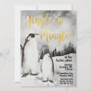 Invitación de Fiesta de los pingüinos de color jin
