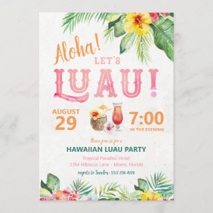 Invitación de fiesta de Luau hawaiano Aloha