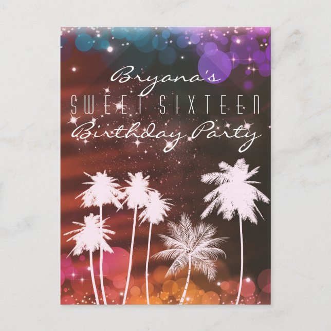 Invitación de fiesta de luces de verano que brilla (Anverso)