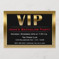 Invitación de fiesta de lujo VIP negro y dorado