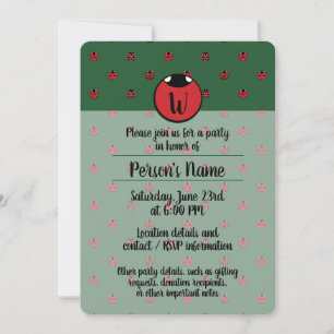 Invitación de fiesta de lunares de mariquita