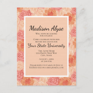 Invitación de fiesta de maletín universitario flor