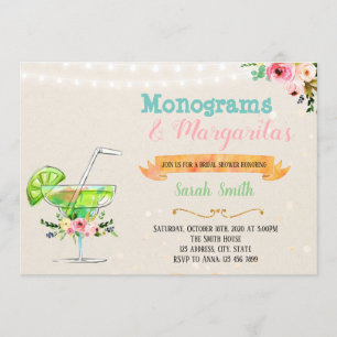invitación de fiesta de margaritas y monogramas