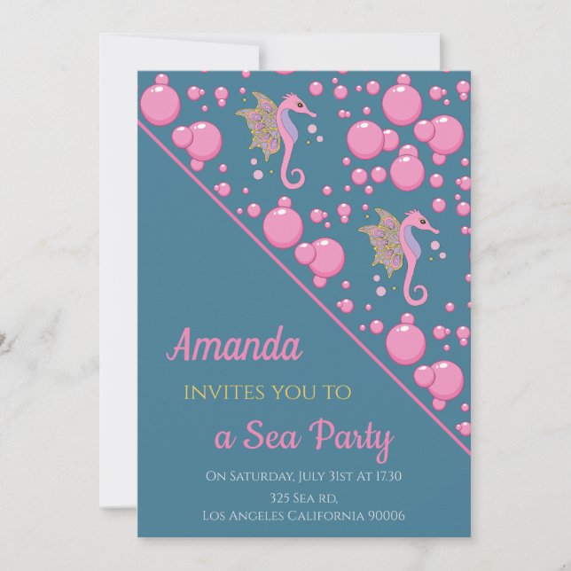 Invitación de Fiesta de mariposa de caballito de m (Anverso)