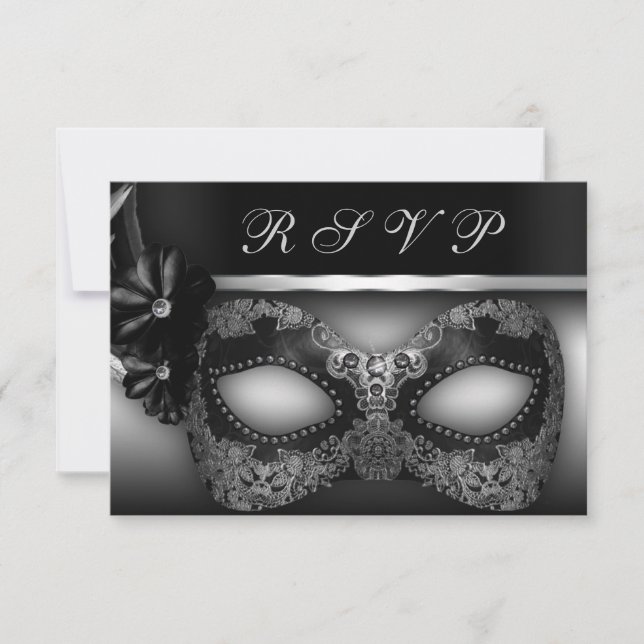 Invitación de Fiesta de mascarada RSVP (Anverso)