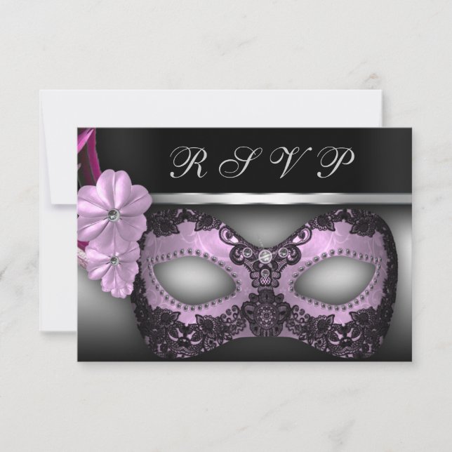 Invitación de Fiesta de mascarada RSVP (Anverso)