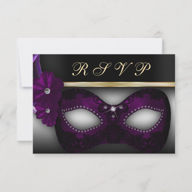 Invitación de Fiesta de mascarada RSVP (Anverso)