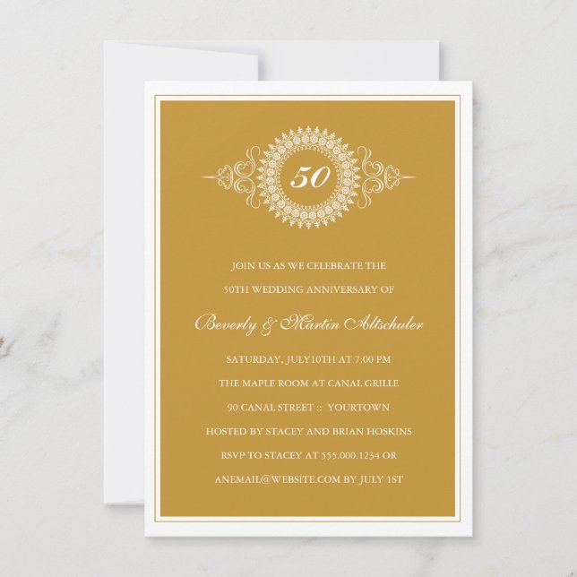 Invitación de fiesta de medallón de aniversario de (Anverso)