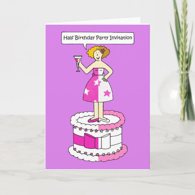 Invitación de fiesta de medio cumpleaños (Anverso)