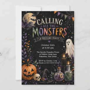 Invitación de fiesta de monstruos chic