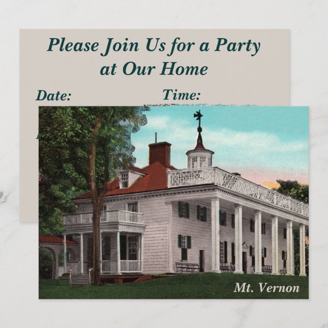 Invitación de fiesta de Mt. Vernon (Anverso / Reverso)