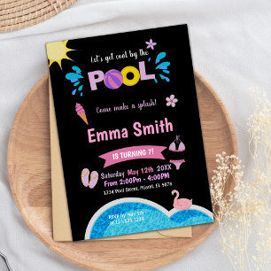 Invitación de Fiesta de natación de verano de Neon