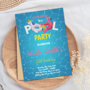 Invitación de Fiesta de natación tropical mágico e