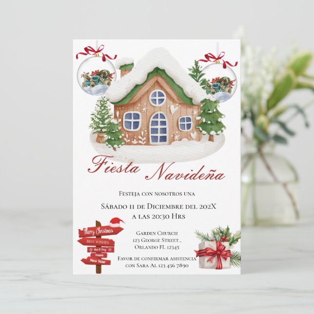 Invitación de fiesta de Navidad (Anverso de pie)