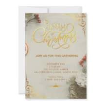 Invitación de fiesta de Navidad alegre con papel d