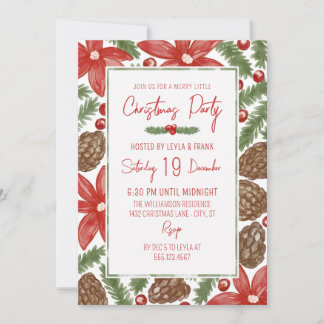 Invitación de fiesta de Navidad alegre con poinset