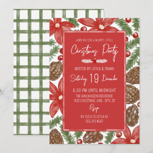 Invitación de fiesta de Navidad alegre con poinset