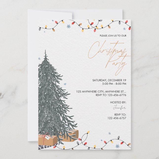 Invitación de fiesta de Navidad árbol de Navidad (Anverso)