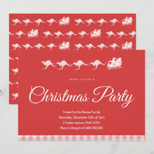 Invitación de fiesta de Navidad australiana cangur