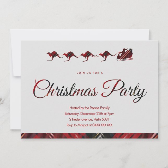 Invitación de fiesta de Navidad australiana de fra (Anverso)
