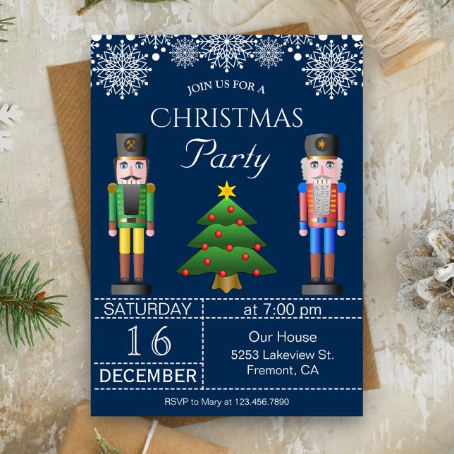 Invitación de fiesta de Navidad azul marino | Casc (Subido por el creador)