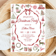 Invitación de fiesta de Navidad caprichosa a mano
