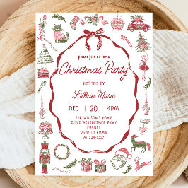 Invitación de fiesta de Navidad caprichosa a mano