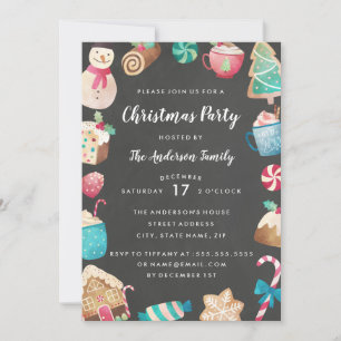 Invitación de fiesta de Navidad con acuarela de du