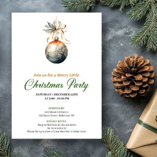 Invitación de fiesta de Navidad con adornos de col