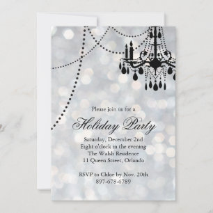 Invitación de fiesta de Navidad con araña de plata