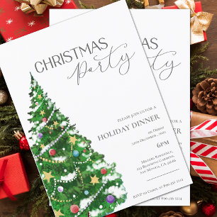 Invitación de fiesta de Navidad con árbol de acuar