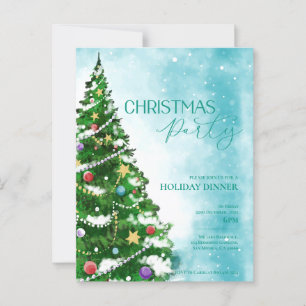 Invitación de fiesta de Navidad con árbol de acuar