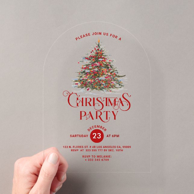 Invitación de fiesta de Navidad con árbol de vacac (Insitu (portátil))