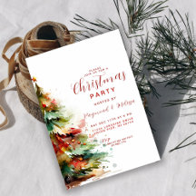 Invitación de fiesta de Navidad con árbol festivo